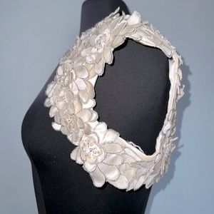 - Silk flower appliqué bolero jacket